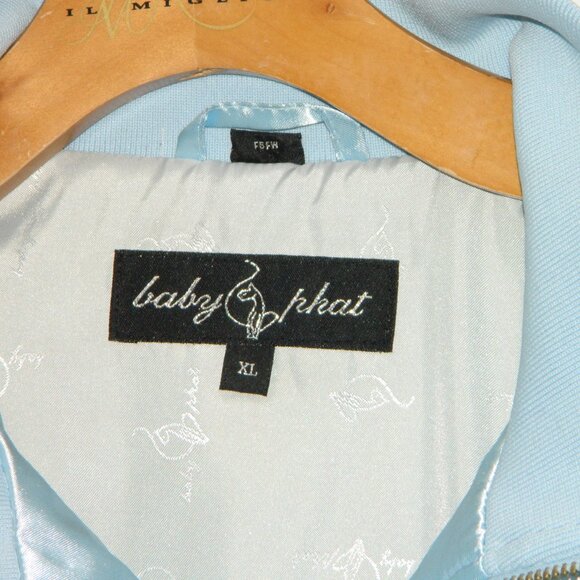 Baby Phat Vintage Satin Baby & Navy Blue Bomber Jacket Size XL Rare Hard to Find - Picture 9 of 15